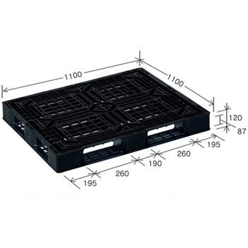 リスパレット JLタイプ タイプ：片面使用型 D-デッキボードタイプ 裏・穴 外寸 mm ：1100×1100×120 岐阜プラスチック工業(RISU/リス)