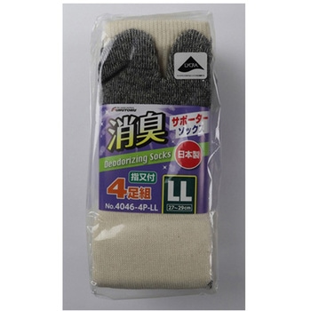 消臭サポーター指又付キナリ 4足組 FUKUTOKU(福徳産業)