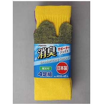 消臭サポーターソックス先丸カラー4足組 福徳産業