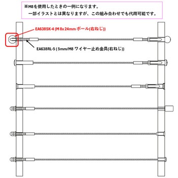 M 4x 16mm ボール 右ねじ/ステンレス製 エスコ