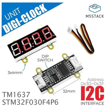 M5Stack用赤色7セグメント4桁デジタルクロックユニット M5Stack