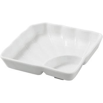 タレ付扇皿 白グロス 福井クラフト