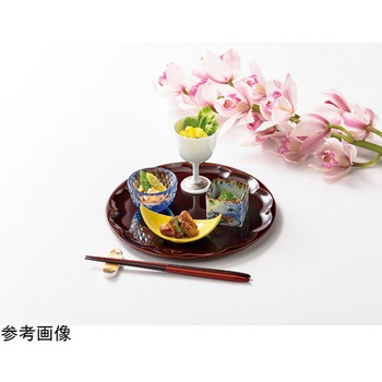 木製 7.6寸 丸菊皿 溜漆塗 福井クラフト