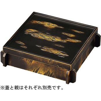 木製8.5寸 盆セイロ松花堂 べっ甲雲乱彫塗 蓋 福井クラフト