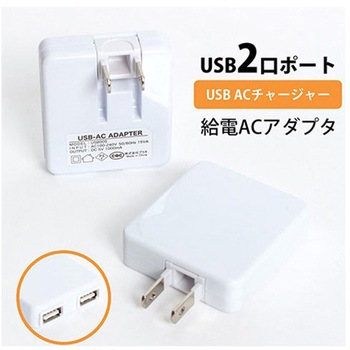 USB ACチャージャー ホワイト 2ポート1A - サンコー(電子機器)