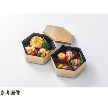 六角布目松花堂 銀渕溜内塗無 蓋 - 福井クラフト