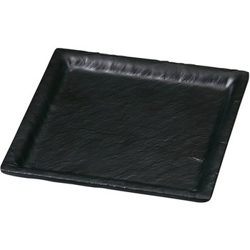 169×169 石削り角皿 黒マット 福井クラフト