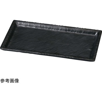 M245×100 石削り細長角皿 黒マット 福井クラフト