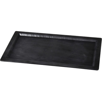 53cm 石削り長角皿 黒マット 福井クラフト