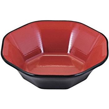 ニュー亀甲八角鉢 朱天黒 福井クラフト