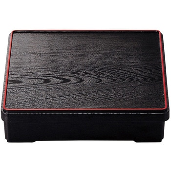 8寸 角木目松花堂 黒天朱 蓋親 福井クラフト