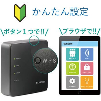 WRC-1167FSA 無線LANルーター親機/11ac．n．a．g．b/867+300Mbps/有線100Mbps/コンパクト 1個 エレコム  【通販モノタロウ】