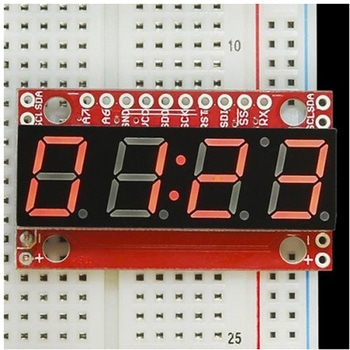 シリアル接続7セグメント4桁LED 赤 SPARKFUN