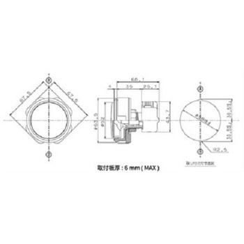 照光式押しボタンスイッチ マル/薄型/60mm 青 三和電子