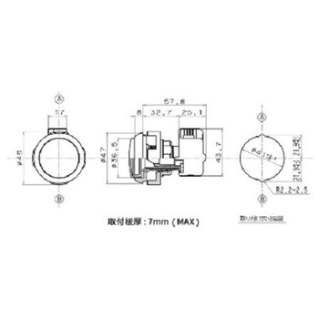 照光式押しボタンスイッチ マル/A型/45mm 赤 三和電子