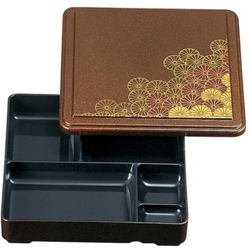7寸 角福来弁当 野菊内黒 蓋親 - 福井クラフト