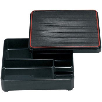 8寸 角千筋弁当 黒天朱固定仕切 蓋親 福井クラフト