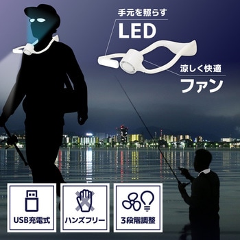 ハンズフリーで涼しく手元を照らす「ファン付きナイトフィッシングライト」 サンコー(電子機器)