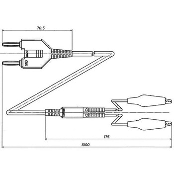 ワニ口クリップ-バナナ双頭プラグ測定用テストケーブル 1m スタック電子