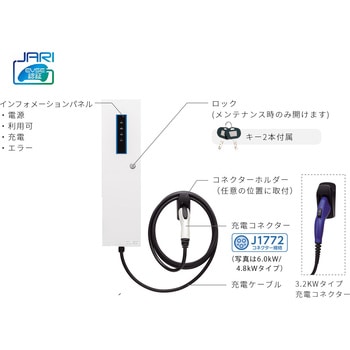 ケーブル付きEV充電器 Pit-2G 単機能モデル JARI認証品 日東工業