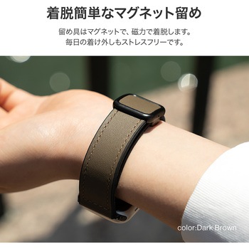 Apple Watch 42/44/45/49mm バンド 「CORVIN」 裏面ラバーマグネットレザーバンド LEPLUS NEXT