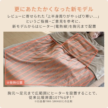 両手が自由なハンズフリー電気毛布 YAMAZEN(山善)