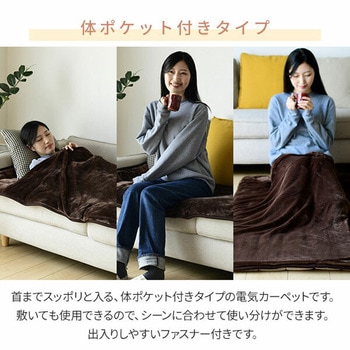 ホットカーペット ホットマット 洗えるどこでもカーペット 体ポケット付き YAMAZEN(山善)