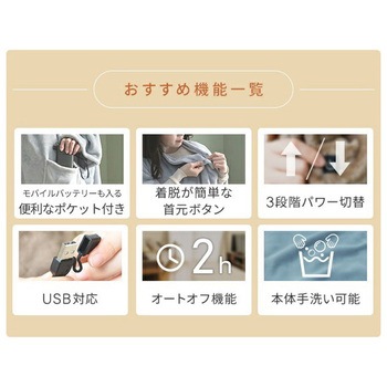 電気毛布 どこでも電気着る毛布 くるみケット(USBタイプ) YAMAZEN(山善)