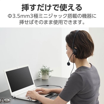 ヘッドセット マイク付き ヘッドホン 有線 3.5mm 3極×2接続 ステレオ オーバーヘッド 軽量 ミュート機能 エレコム
