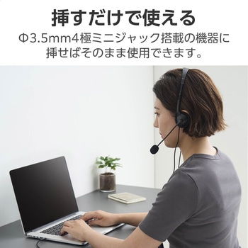ヘッドセット マイク付き ヘッドホン 有線 3.5mm 4極接続 ステレオ オーバーヘッド 軽量 小型 ミュート機能 エレコム
