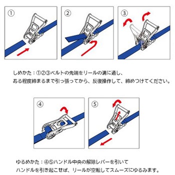 1274kg ベルト荷締機(両端アイ型) - エスコ