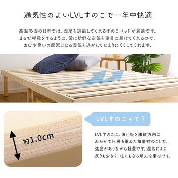 パイン材高さ2段階調整脚付きすのこベッド ポケットコイルマットレスセット(セミダブル) ホームテイスト