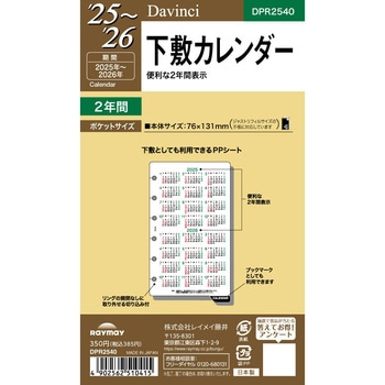 2025年度システム手帳ポケットリフィル ダヴィンチ レイメイ藤井