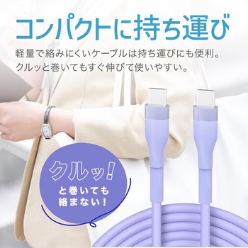 USB-Cソフトケーブル (Type-C to C) PD 100W 5A 急速充電対応 結束バンド付き トライメイト