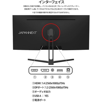 液晶ディスプレイ 29型/2560×1080/HDMI、DP×1/ブラック/スピーカー有/2年保証 JAPANNEXT