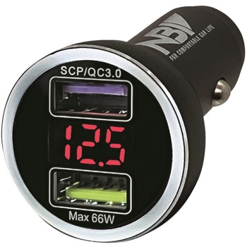 MAX88W USBソケット Aポート(QC3.0 MAX66W)+Aポート(QC3.0 MAX22W) 電圧監視モニター付き 12V/24V共用 JB(日本ボデーパーツ工業)
