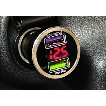 MAX88W USBソケット Aポート(QC3.0 MAX66W)+Aポート(QC3.0 MAX22W) 電圧監視モニター付き 12V/24V共用 JB(日本ボデーパーツ工業)