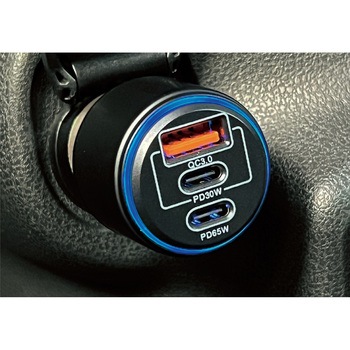 MAX95W USBソケット Aポート(QC3.0 MAX18W)+Cポート(PD MAX65W)+Cポート(PD MAX30W) 12V/24V共用 JB(日本ボデーパーツ工業)