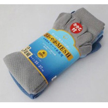 コーマ糸使用 さわやかメッシュ5本指靴下 ハヤシ[靴下]