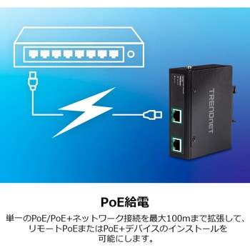 産業用PoEエクステンダー ギガ af/at TRENDnet