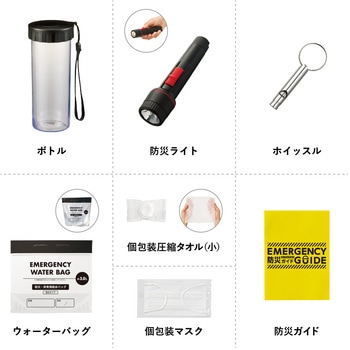 【名入れ】防災緊急7点セット ボトルタイプ ブラック MARKLESS STYLE