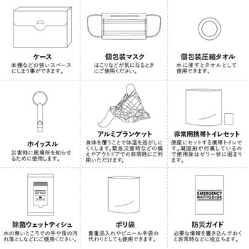 防災緊急9点セット ケースタイプ ホワイト MARKLESS STYLE