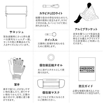 【名入れ】防災緊急8点セット サコッシュタイプ ブラック MARKLESS STYLE