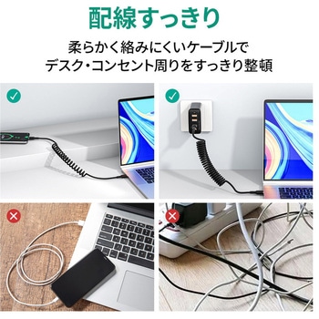 ケーブル Coiled Series[USB Type-C to USB Type-C]1.5m コイル型 ブラック AUKEY(オーキー)