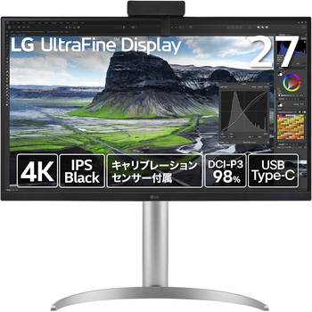 27インチ ワイド液晶ディスプレイ(3840x2160/IPS/アンチグレア/HDMIx2/DP/TypeC(PD90W)/スピーカー/チルト/高さ調整/ピボット/3年保証) LG