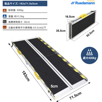 MR607TM-6S 折りたたみ車椅子用スロープ 2本分ける式スロープ Ruedamann 全長1830mm 1セット(2本) MR607TM-6S  - 【通販モノタロウ】