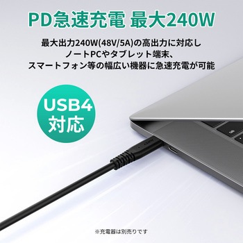 USBケーブル Impulse Series USB4 C-C PD 240W[Type-C to Type-C]1.5m ブラック AUKEY(オーキー)