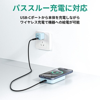 モバイルバッテリー MagLink 10000mAh マグネット式ワイヤレス充電機能 PD20W対応 折りたたみスタンド[USB-C 1ポート]出力[USB-C 1ポート]入力 AUKEY(オーキー)