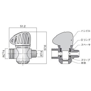 TEFEN 2WAY 樹脂バルブ R1/4×Rc1/4 アズワン