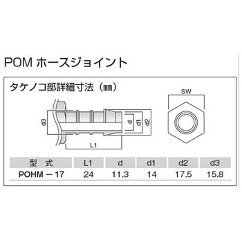 TEFEN POMタケノコ継手 オスストレート アズワン